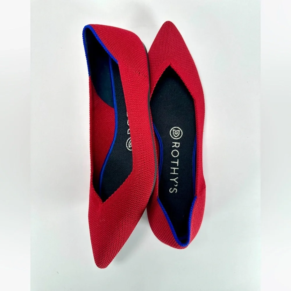 Rothy’s The Point Chili Red Ballet Flats Shoes Size W 7